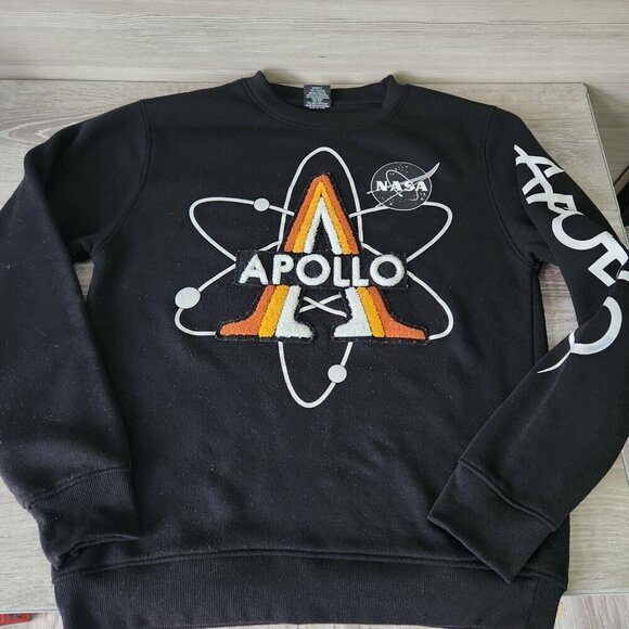Southpole NASA Apollo Mission Patch Sweatshirt Large Black Polyester Pullover - Picture 2 of 13